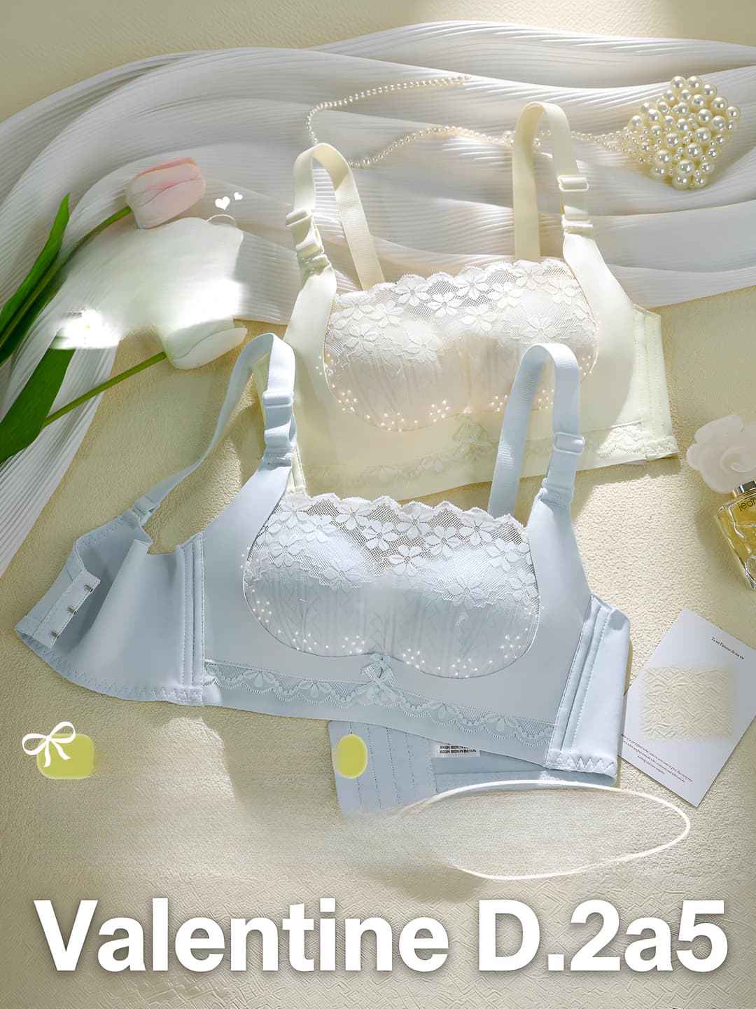 Women's lace bra: breathable, all-season, side support, lift and shaping