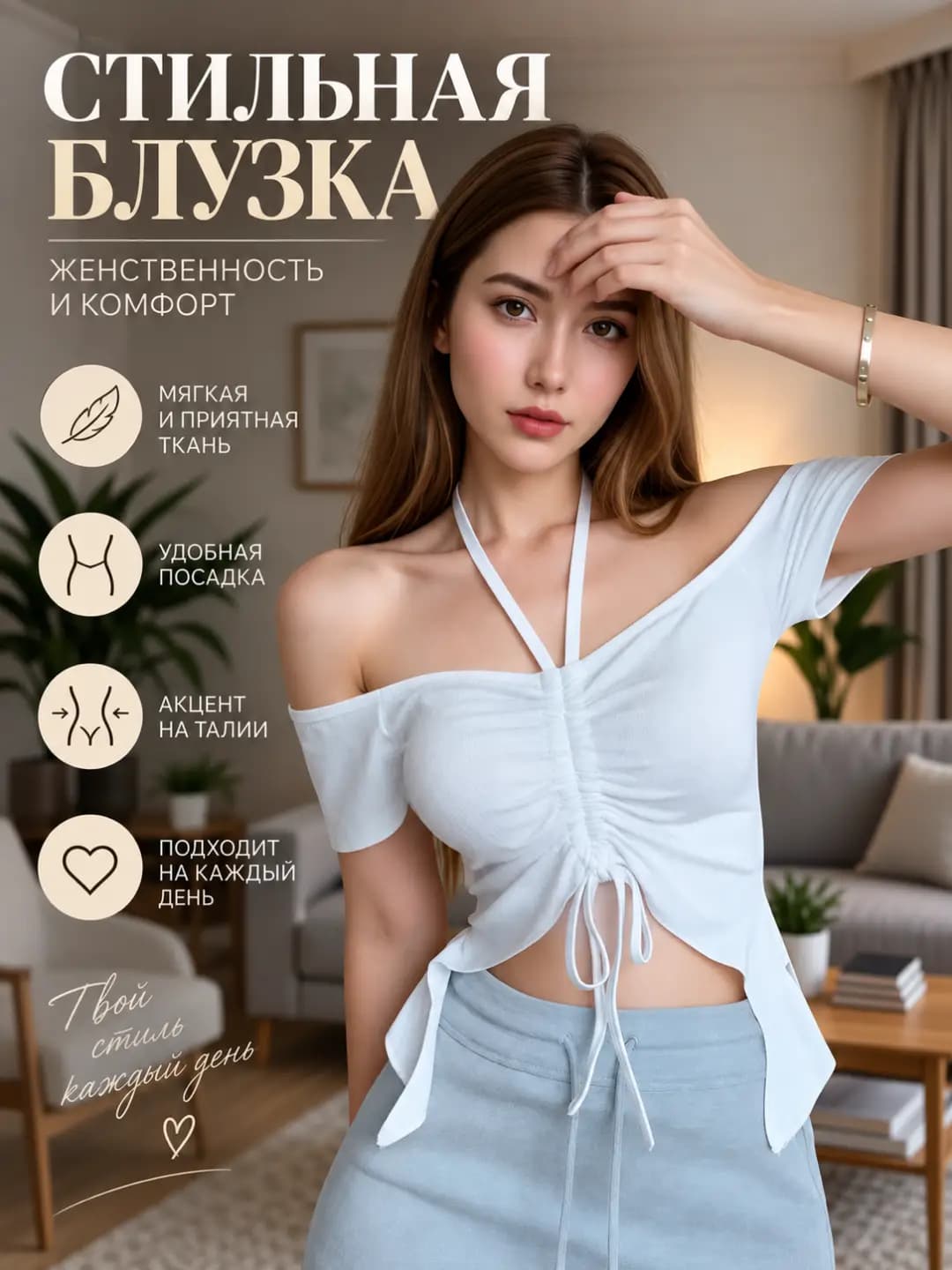 Women's summer short sleeve slim fit cropped t-shirt with dropped shoulders