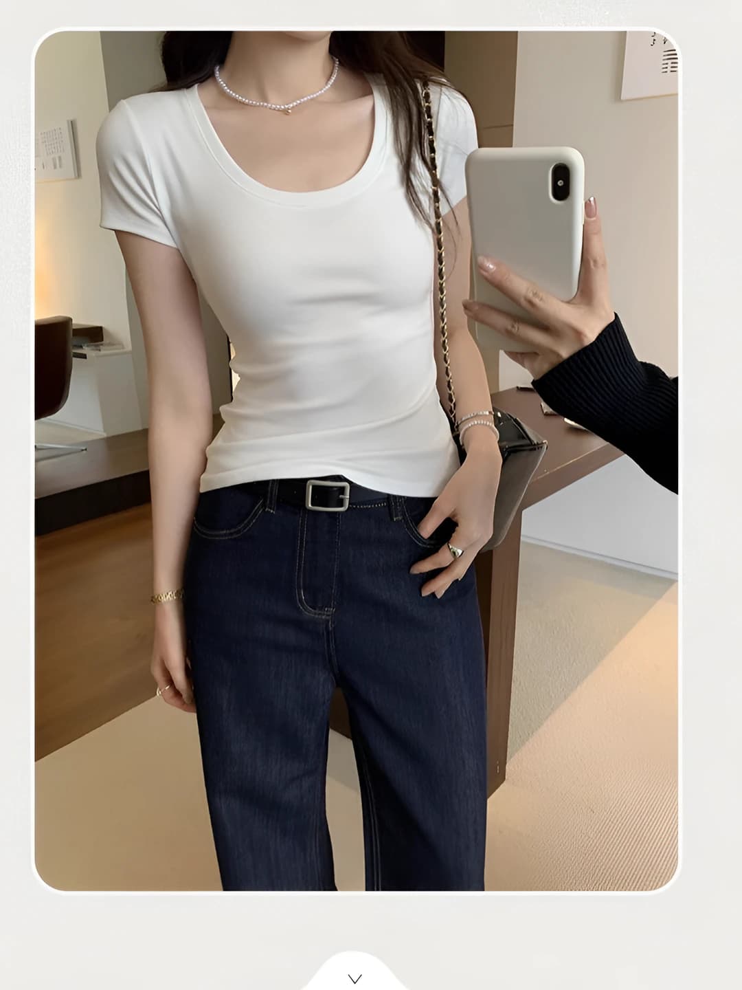 Women's pure cotton slim fit short sleeve U-neck solid colour slimming summer t-shirt
