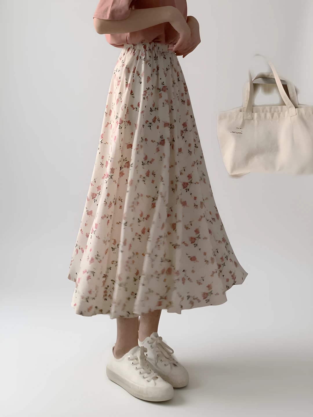 Women's A-line floral midi skirt, slimming, summer 2026