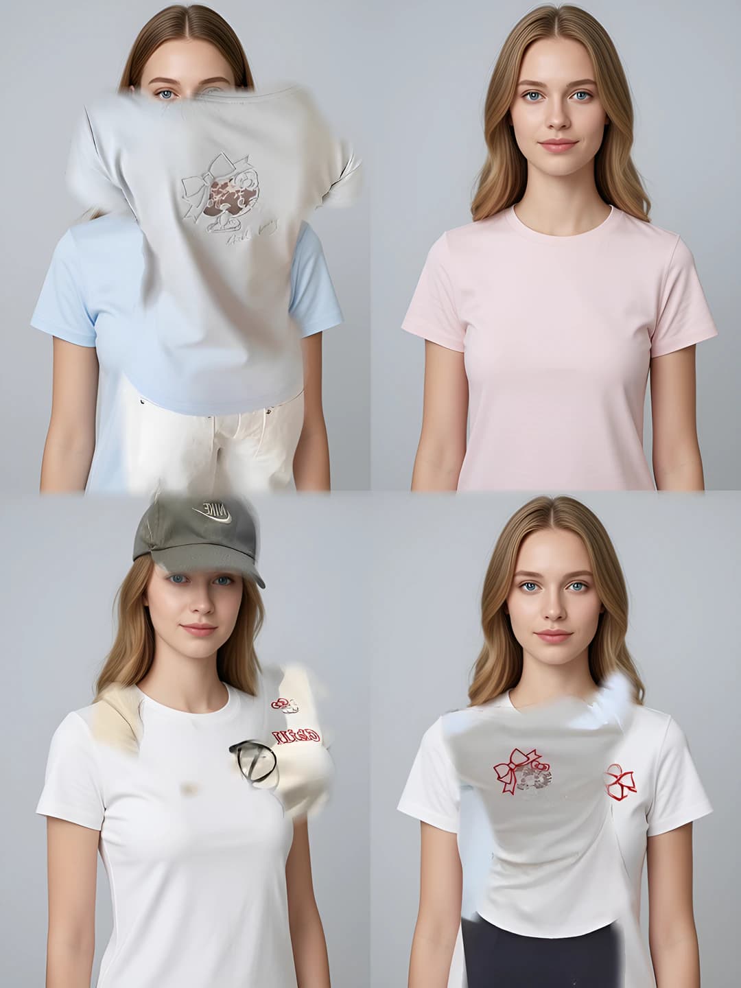 Women's pure cotton embroidered V-neck short sleeve slim fit t-shirt, summer, slimming, cropped