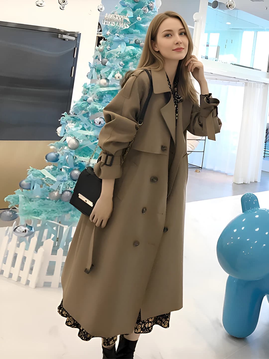 Women's mid-length trench coat 2026, A-line fit, blazer collar, sleeveless, double-breasted closure, British style outerwear