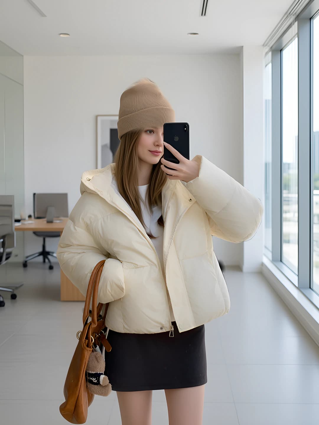 Ayollar uchun 2026 kuz-qish koreys uslubida kundalik issiq saqlaydigan tik yoqali fermuarli kalta puxli kurtka