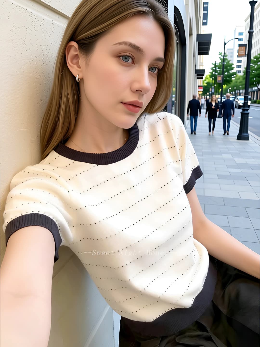 Women's 2026 spring striped knit top, short sleeve, crew neck, slim fit, cropped