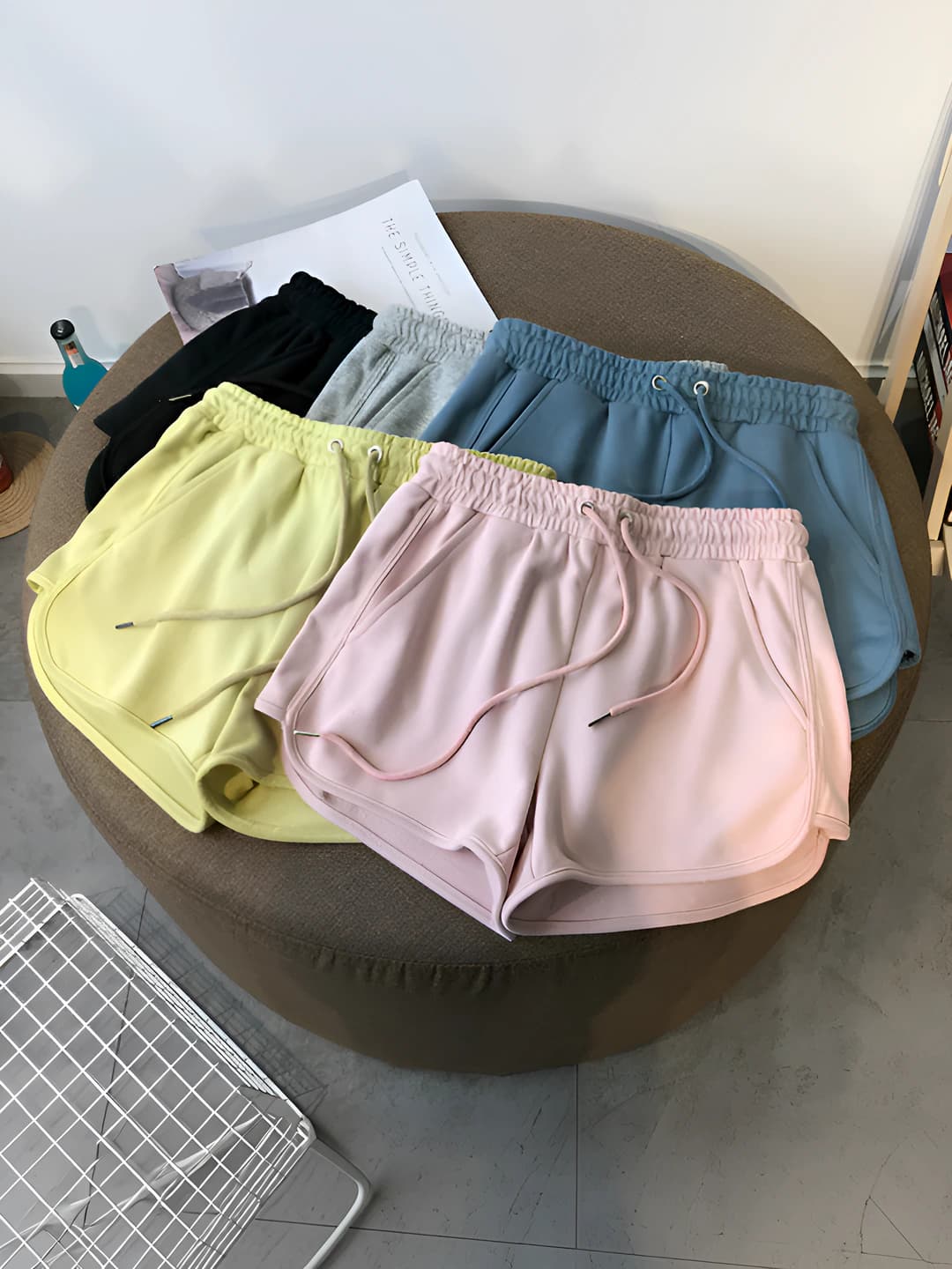 Ayollar uchun 2026 yozgi baland belli bo'sh (oversize) sport shorti, koreys uslubida, pushti, kundalik