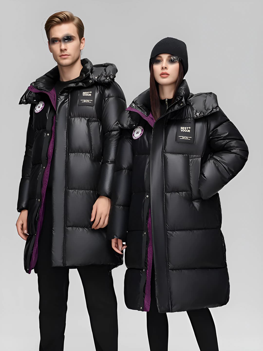 Women's 2026 winter down jacket: down-alternative fill, mid-length, loose fit, zip, solid colour, thickened