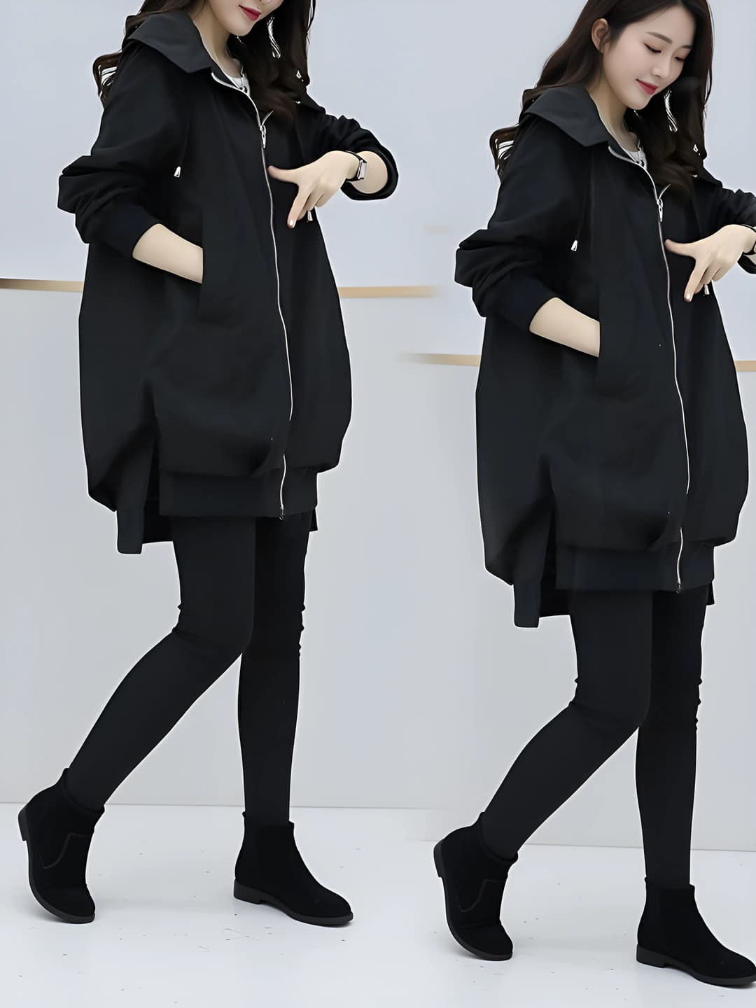 Black, hooded, lined