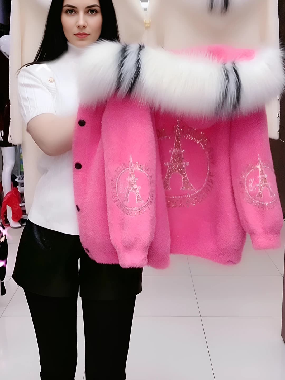 Pink, faux fur