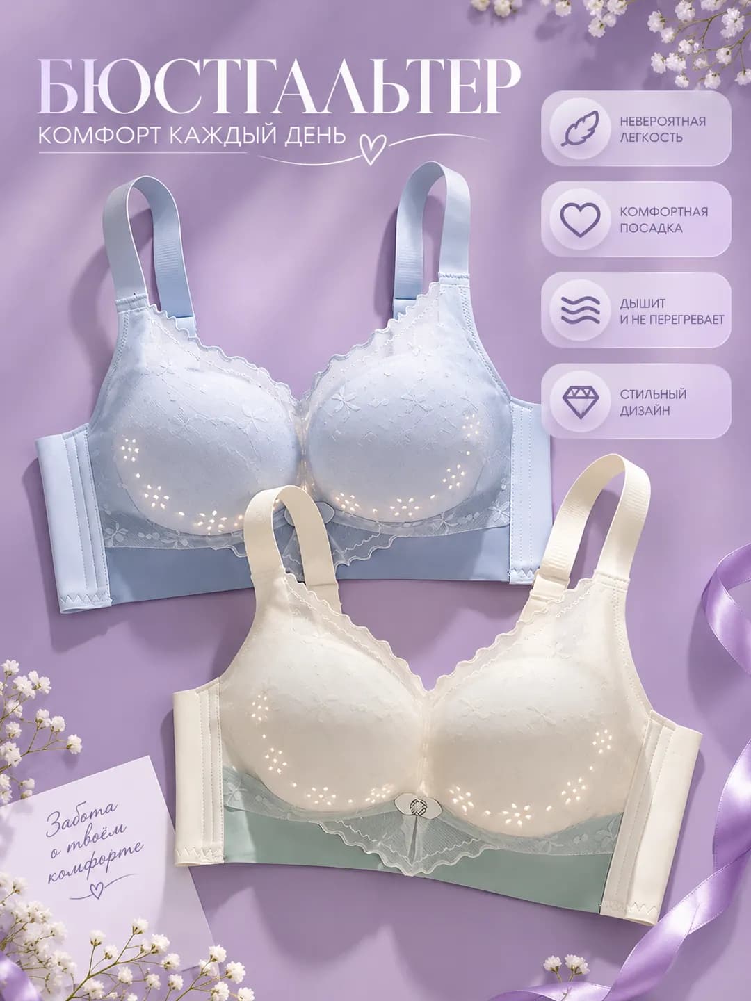 Women's summer thin lace bra, breathable, for small bust, push-up and lift, side control and anti-sagging