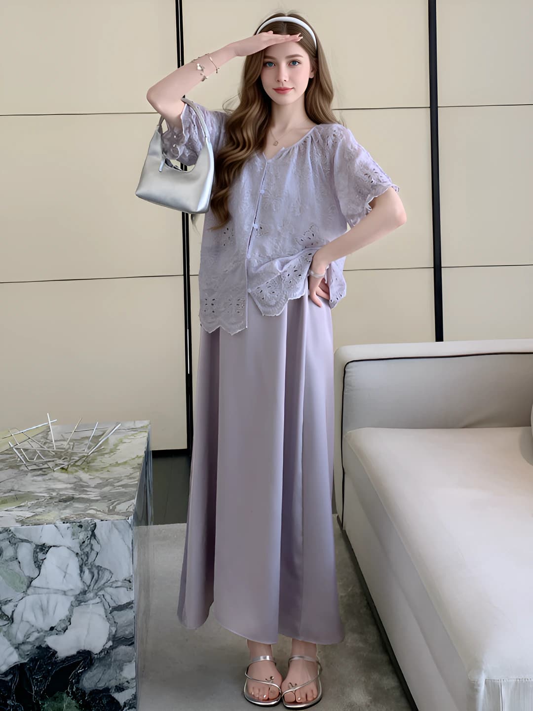 Blue slip dress