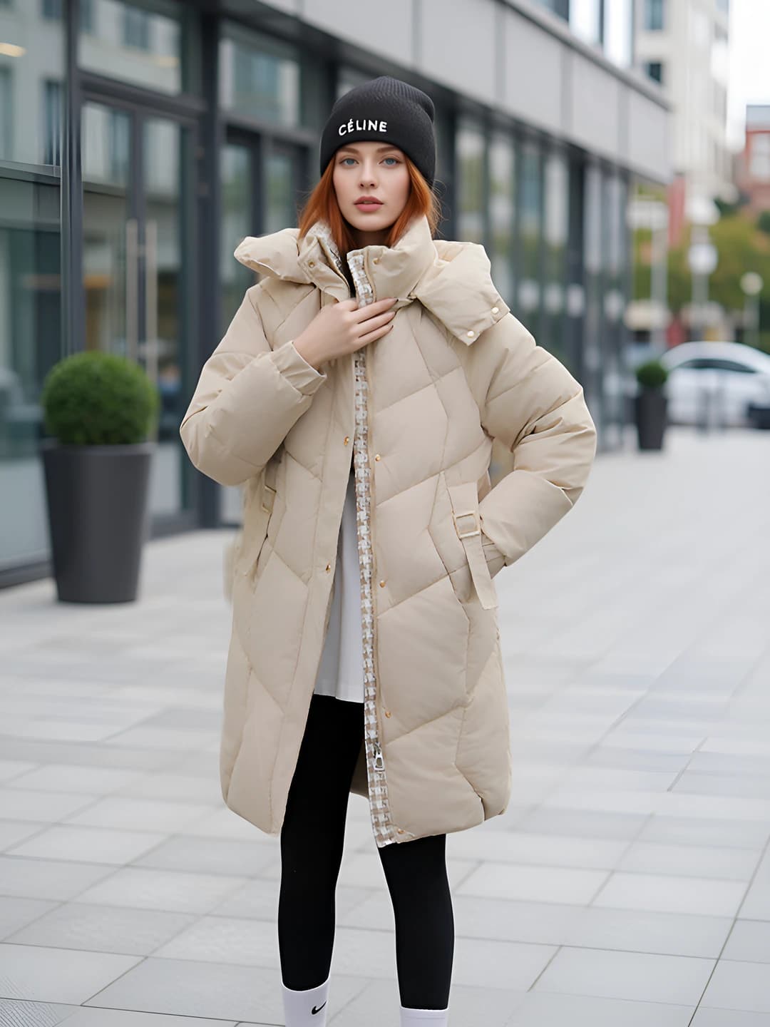 Women's winter padded coat 2026, Korean style, thickened, warm, mid-length, loose fit, zip, down-alternative fill, polyester, solid colour, long sleeve, casual