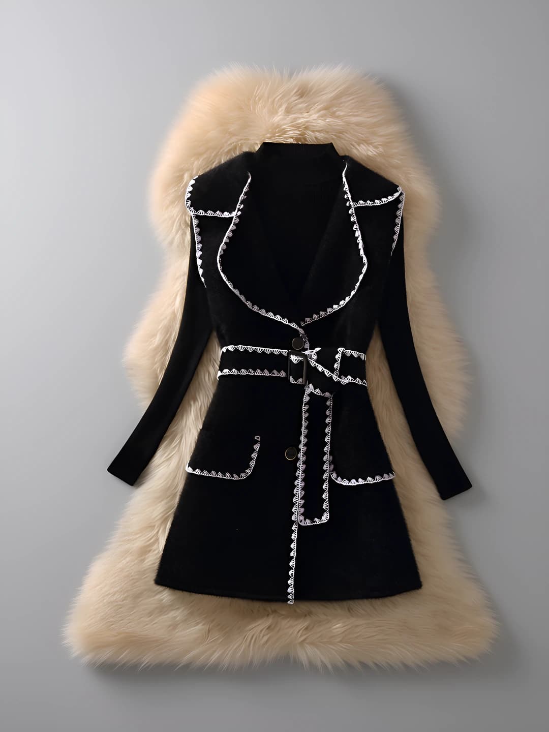 Black vest + black sweater, 2 pc