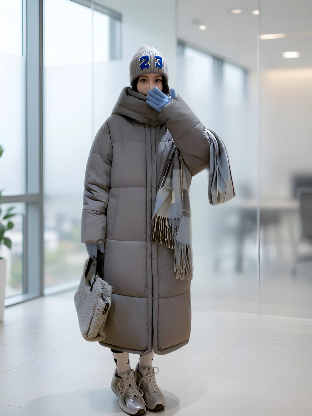 Women's long padded winter coat 2026, down-alternative fill, loose fit, zip, solid colour, casual style
