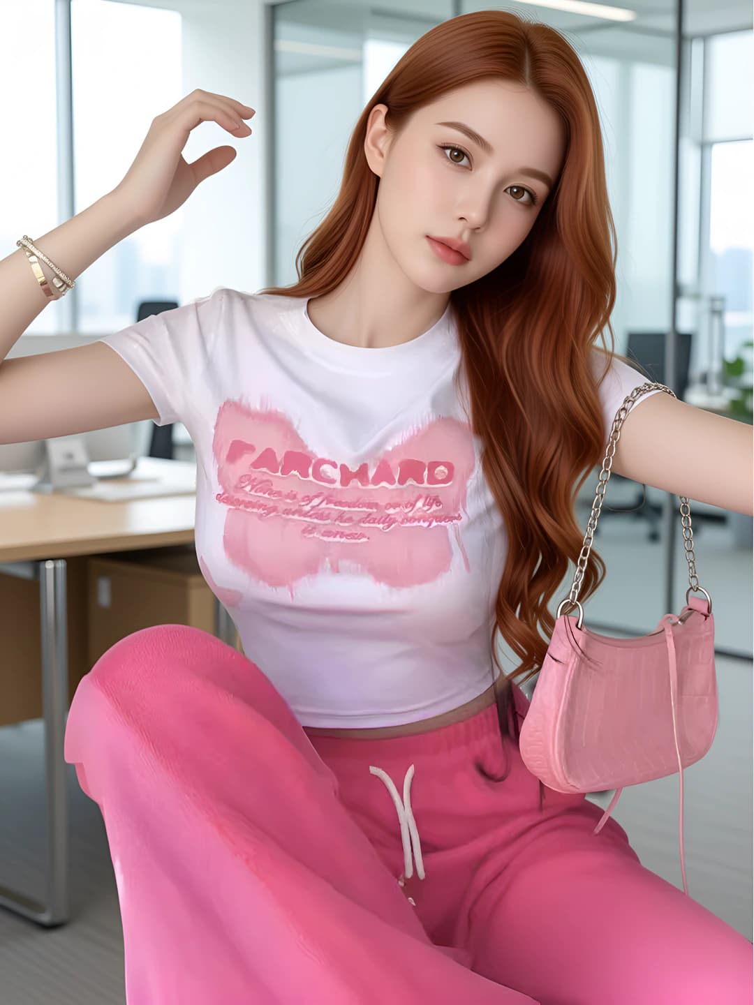 Women's summer pure cotton short sleeve t-shirt, slim fit, crew neck, printed, cropped