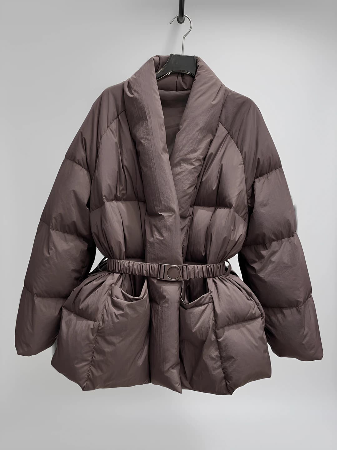 Women's winter padded coat 2026, mid-length, loose fit, slimming, POLO collar, long sleeve, solid colour, cotton fabric