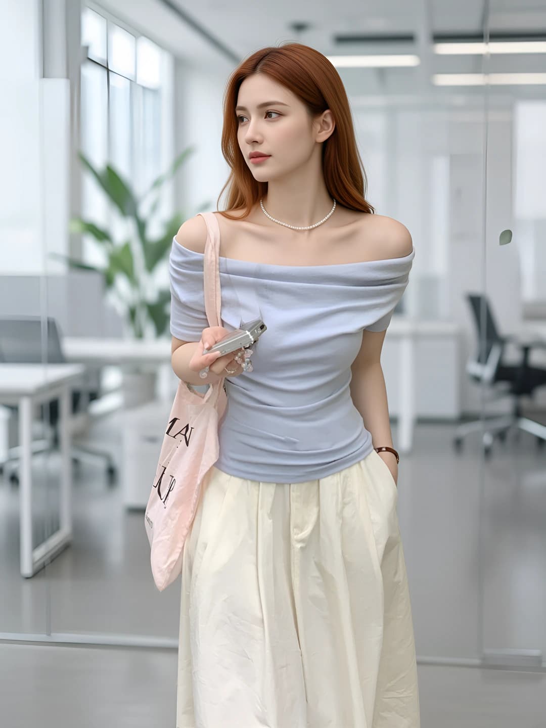 Women's off-shoulder short-sleeve t-shirt, summer 2026, slim fit, slimming, cropped, pleated, modal fabric