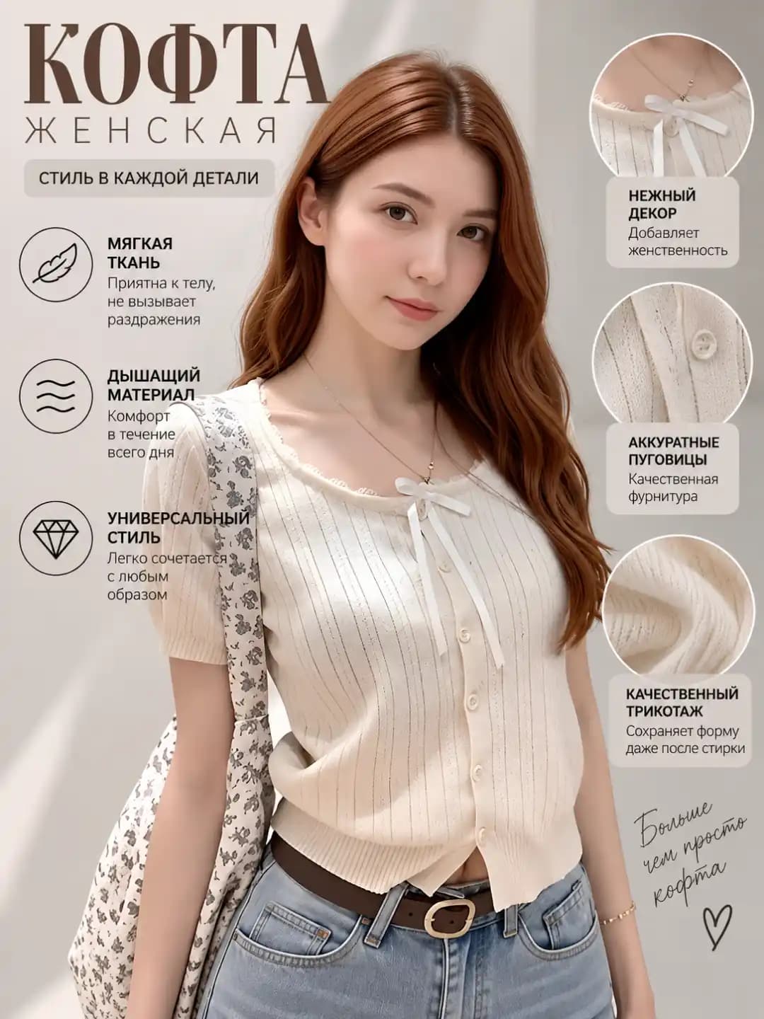 Women's knitted top: short sleeve, crew neck, lace, solid colour, slimming, polyester