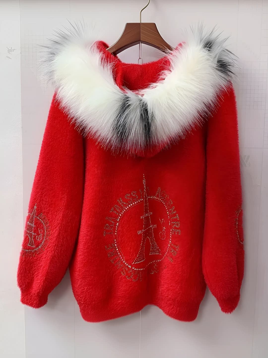 Red, faux fur