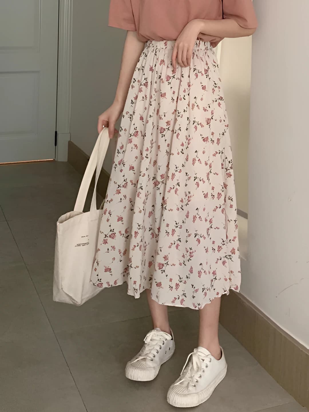 Apricot floral dress