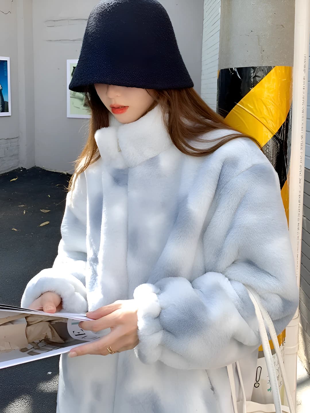 Women's 2026 autumn-winter padded jacket, fleece-lined, thickened, loose fit, stand collar, long sleeve