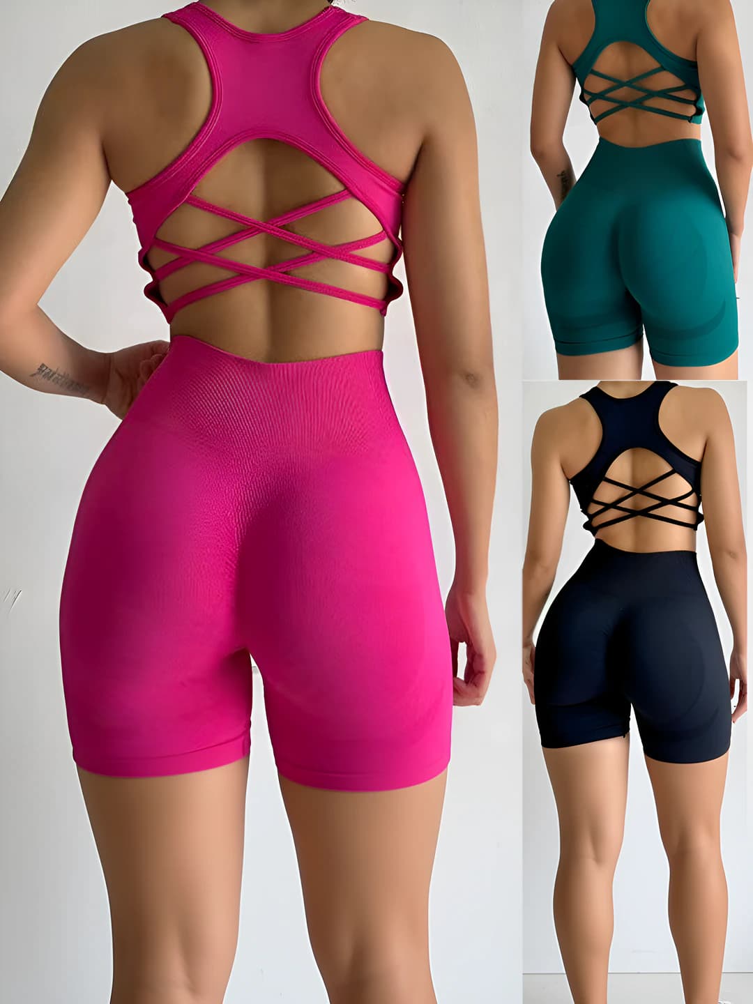 Women's sports suit: sleeveless bra and shorts set, quick-dry fabric