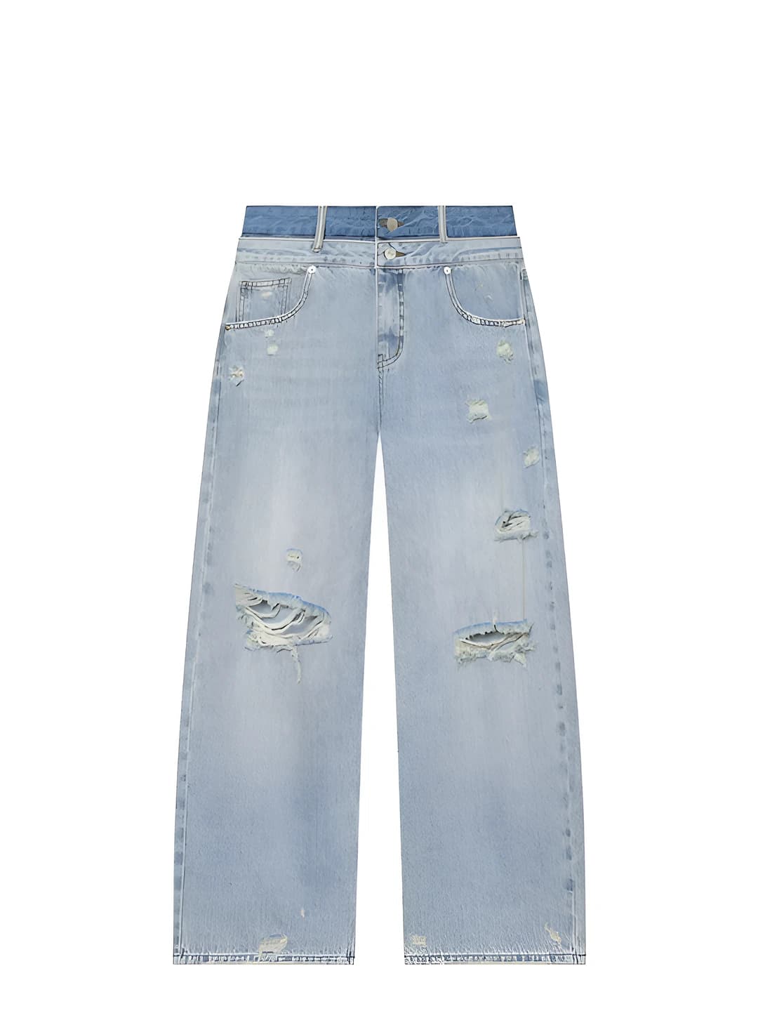 Ayollar uchun baland bel to'g'ri kesim jinsi shim, 80-90% polyester, uzun shim, o'rta qalinlik, o'zaro uyg'un