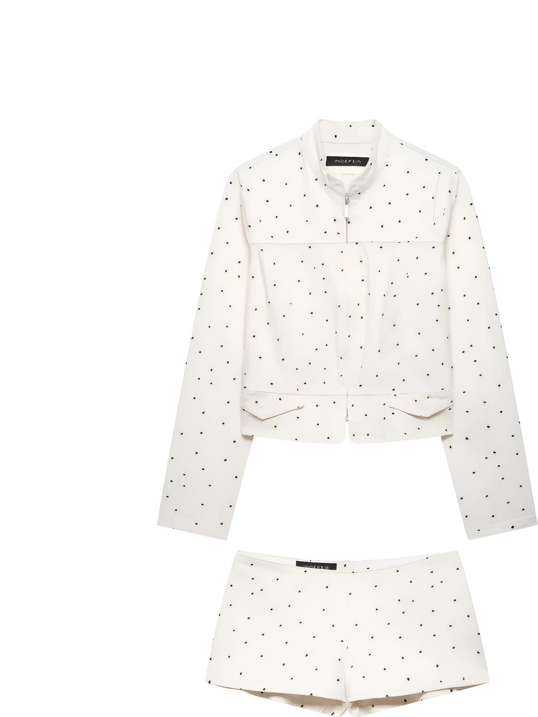 Ayollar uchun polka-dot kurtka va shorti to'plami, uzun yeng, polyester, bahor va kuz