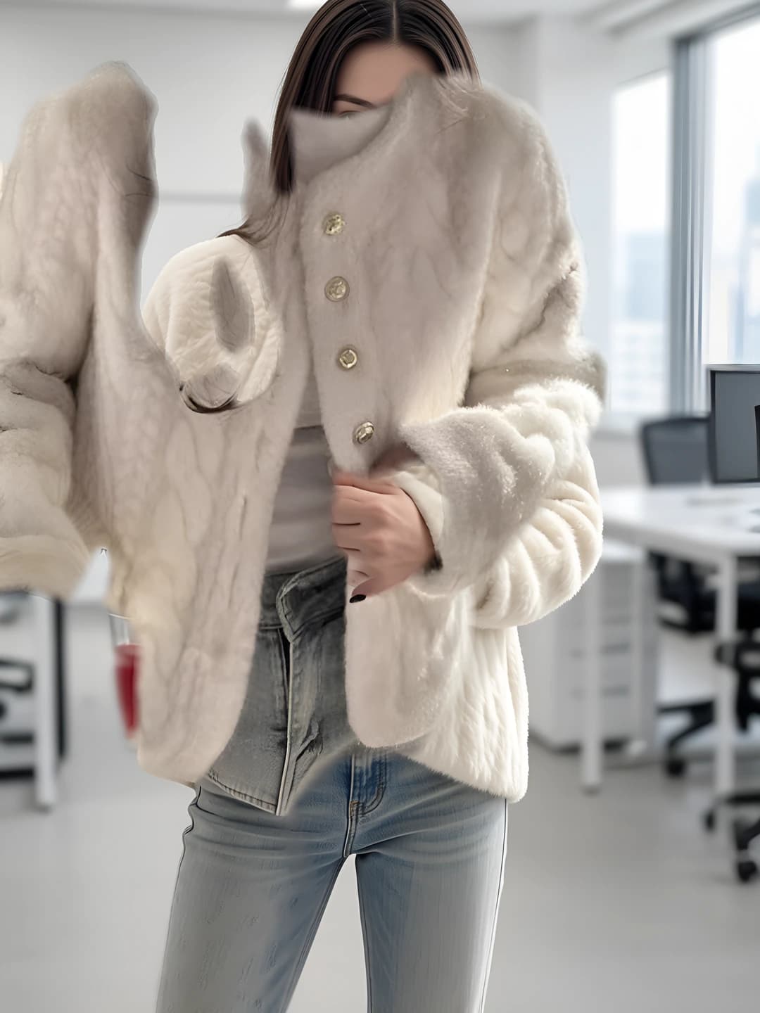 Off-white, single-breasted, padded