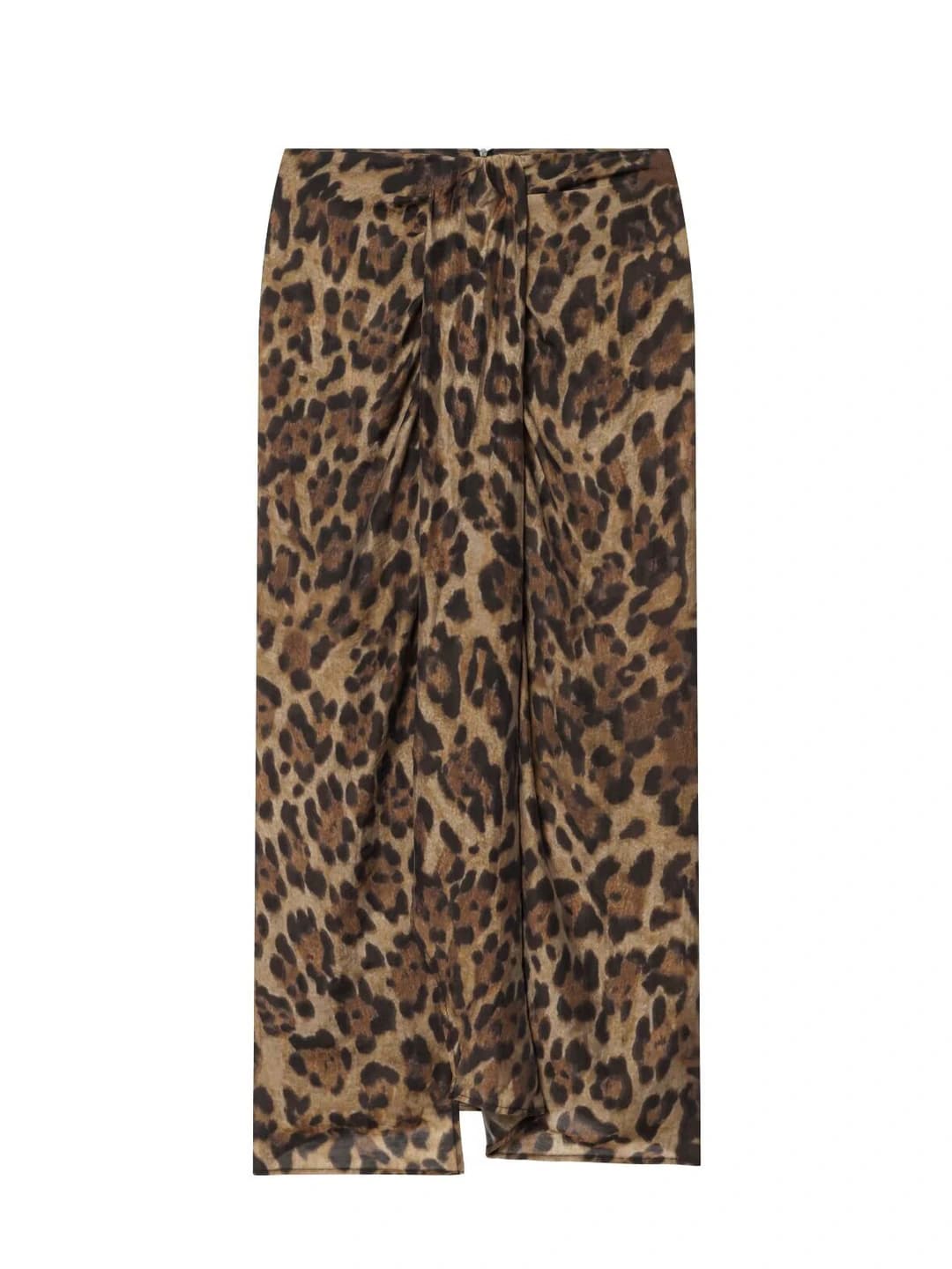 Ayollar uchun yozgi leopard naqshli to'g'ri kesim midi yubka