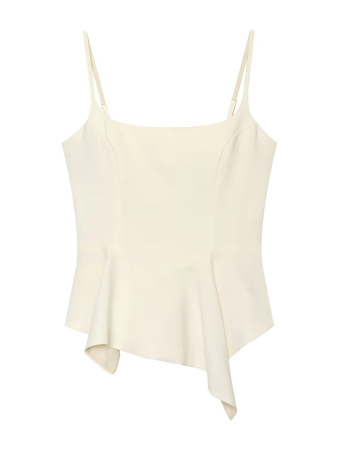 Ayollar uchun top baska bilan: dumaloq yoqa, tanaga yopishgan, bir rangli, yozgi, kundalik uslubdagi peplum strap top