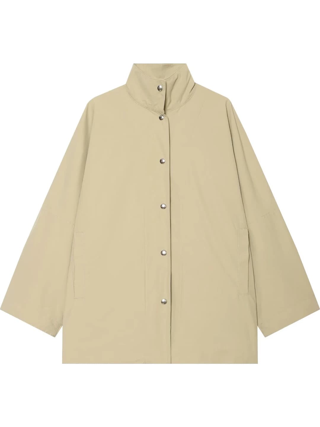 Women's sleeveless stand collar loose fit solid colour thick polyester jacket