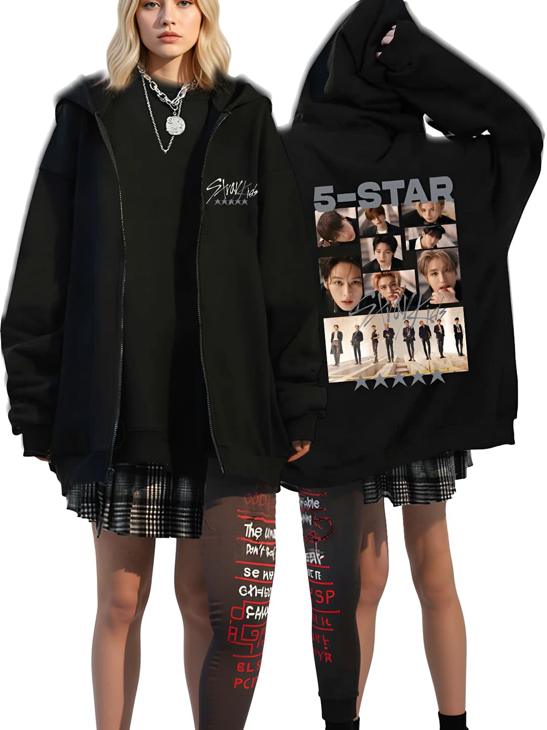 2026 women's zip-up hoodie, printed, loose fit, long sleeve, casual style