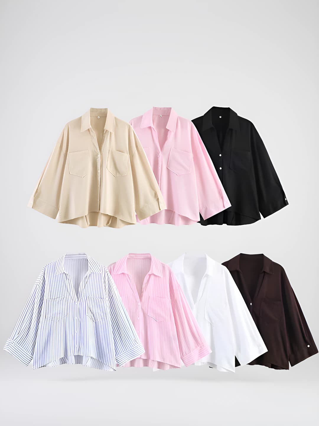 Women's long-sleeve shirt, lapel collar, 3D pattern, splicing style, polyester fabric, street style