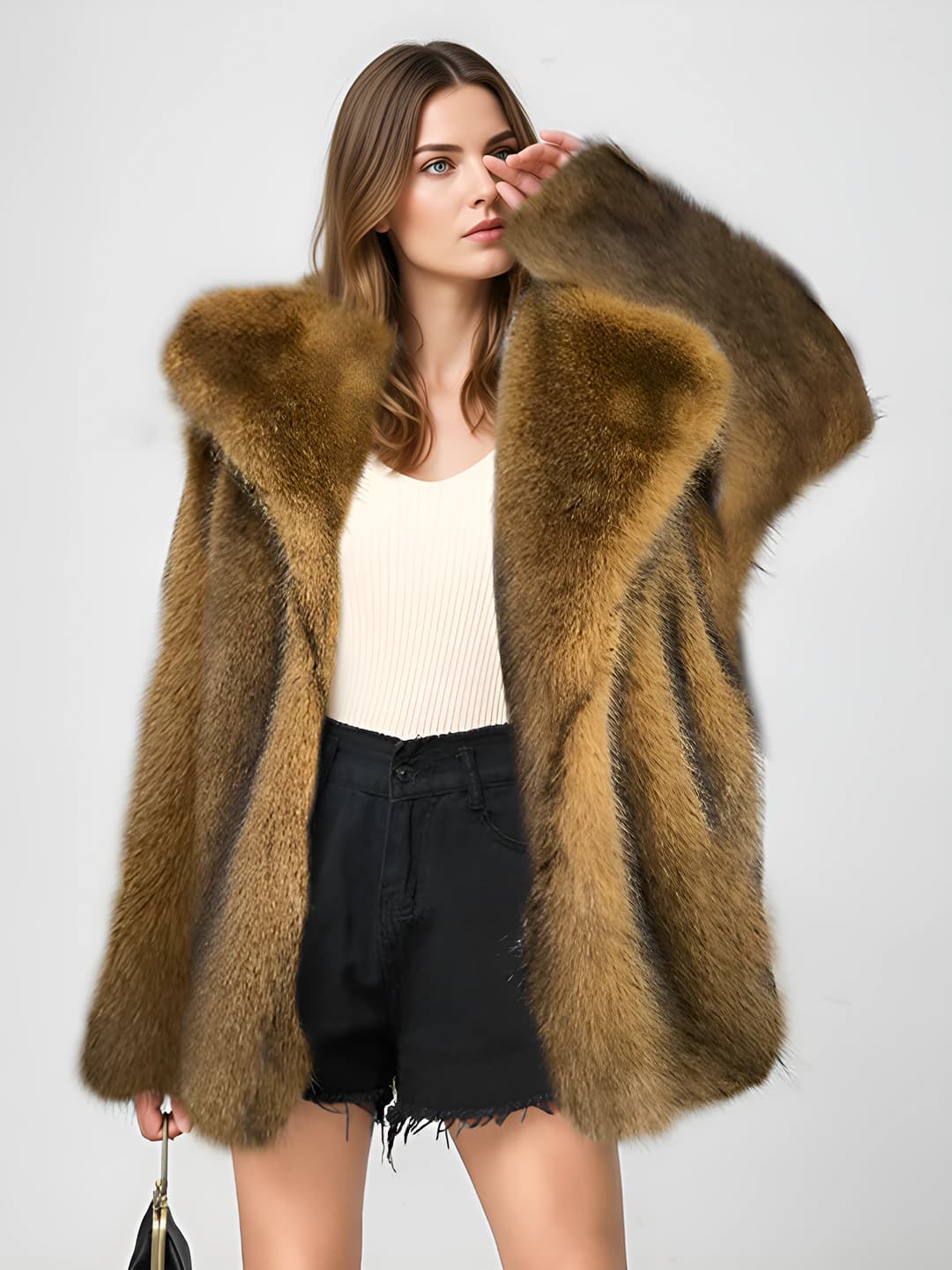 Women's warm mid-length coat with long sleeve for autumn-winter 2026