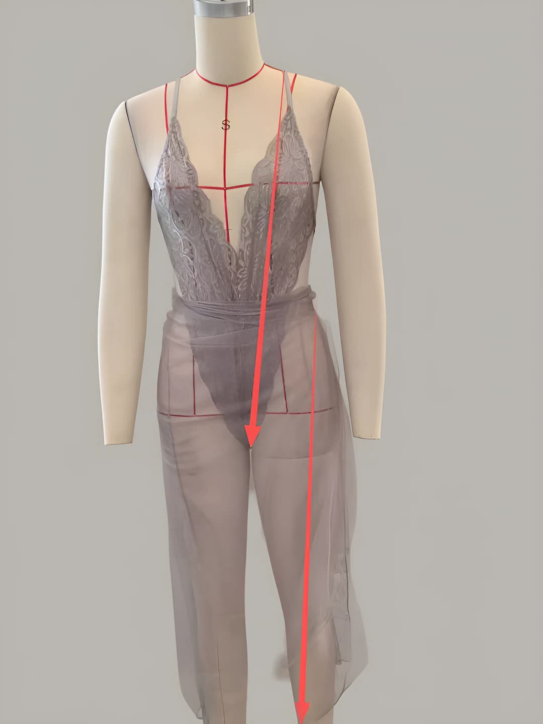 Grey bodysuit + long