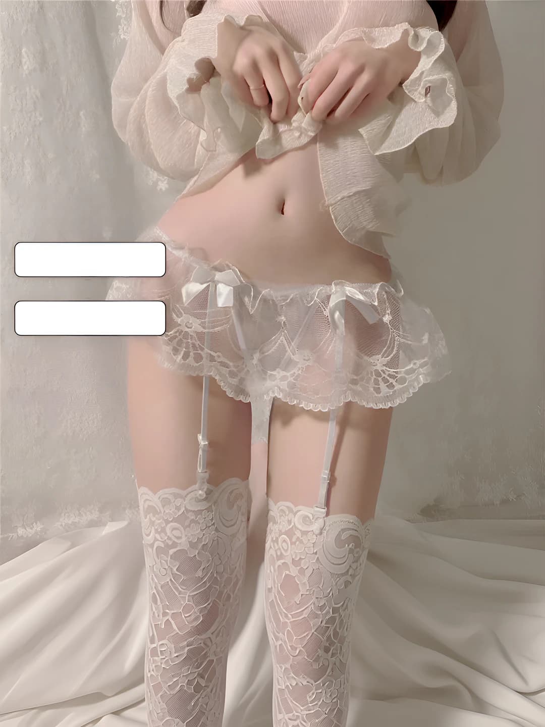 Lace jumpsuit, white (no socks)
