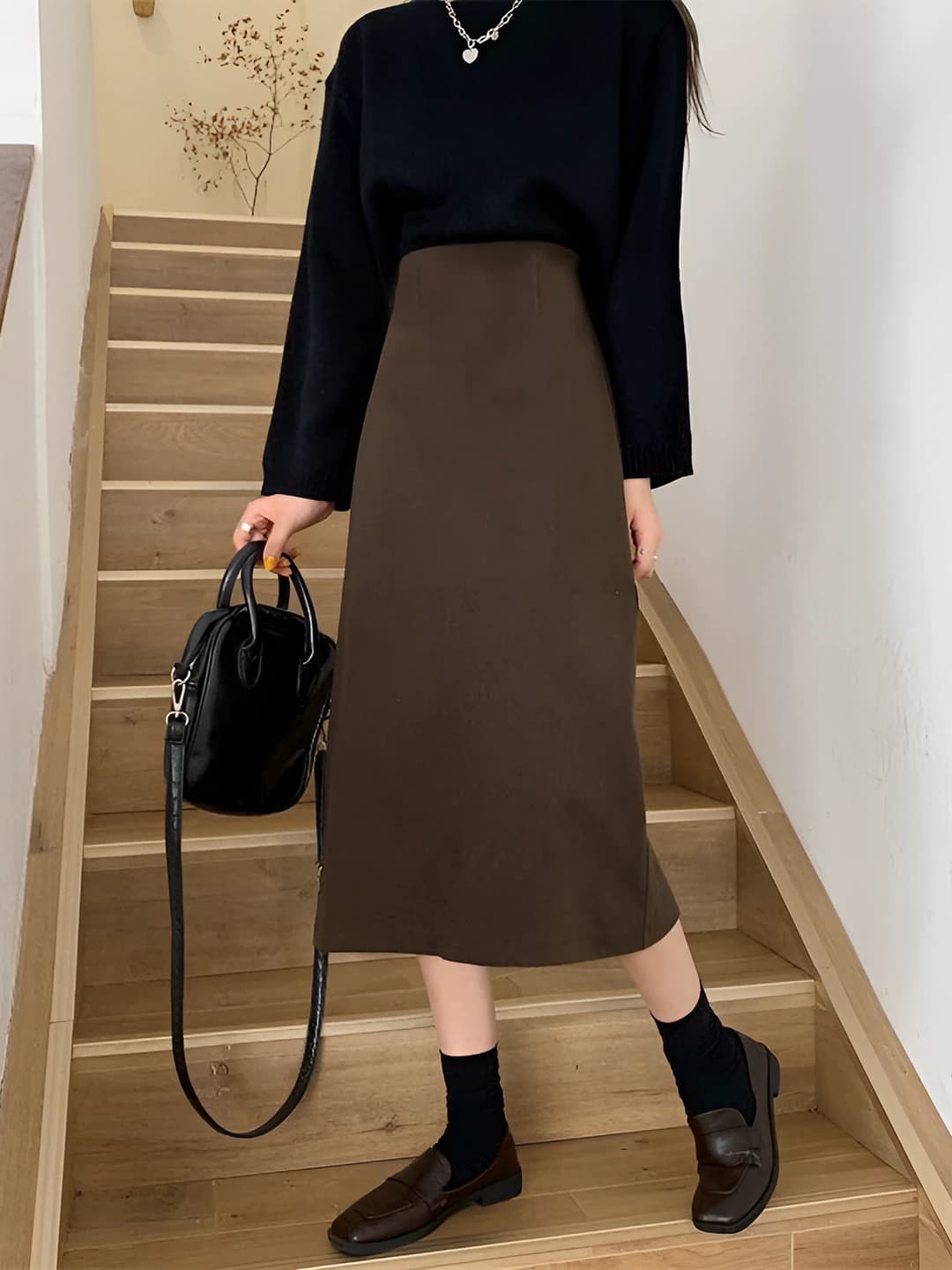 Women's summer black A-line skirt, thin, blazer style, with zip, mid-length, non-stretch