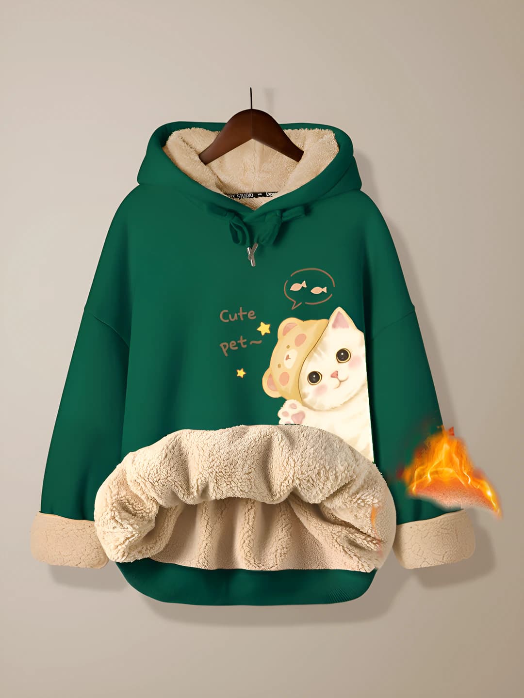 Dark Green (Reaching Cat) Lamb's Wool