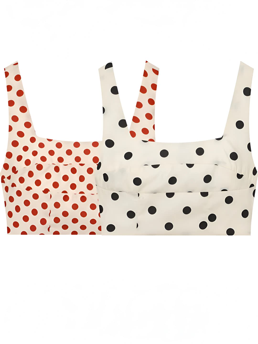 Ayollar uchun to'rt mavsumga mos tanaga yopishgan yengsiz kalta bir rangli polka-dot strap top