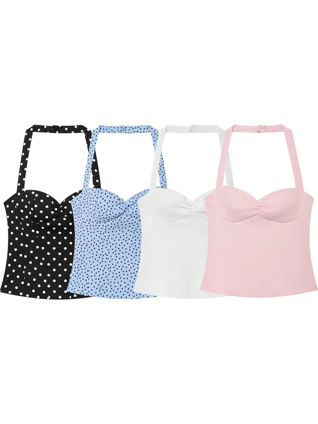 Women's summer halter-neck strap top, casual style, polyester fabric