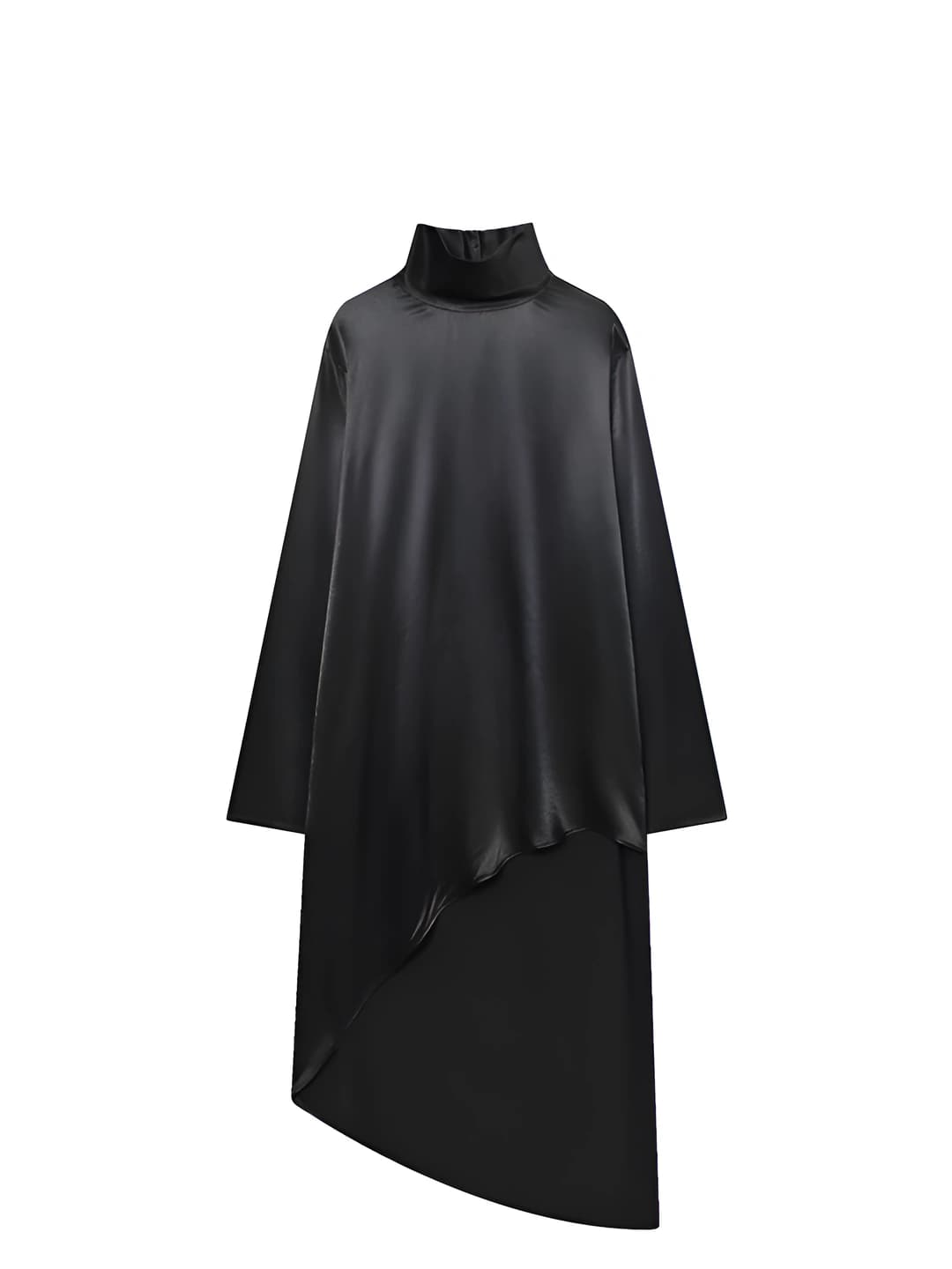 Women's long sleeve mid-length solid colour mock neck casual shirt
