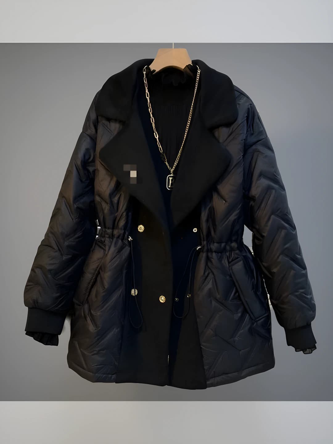 Women's 2026 autumn down jacket, plus size, slimming, padded jacket, POLO collar, long sleeve, thick, solid colour