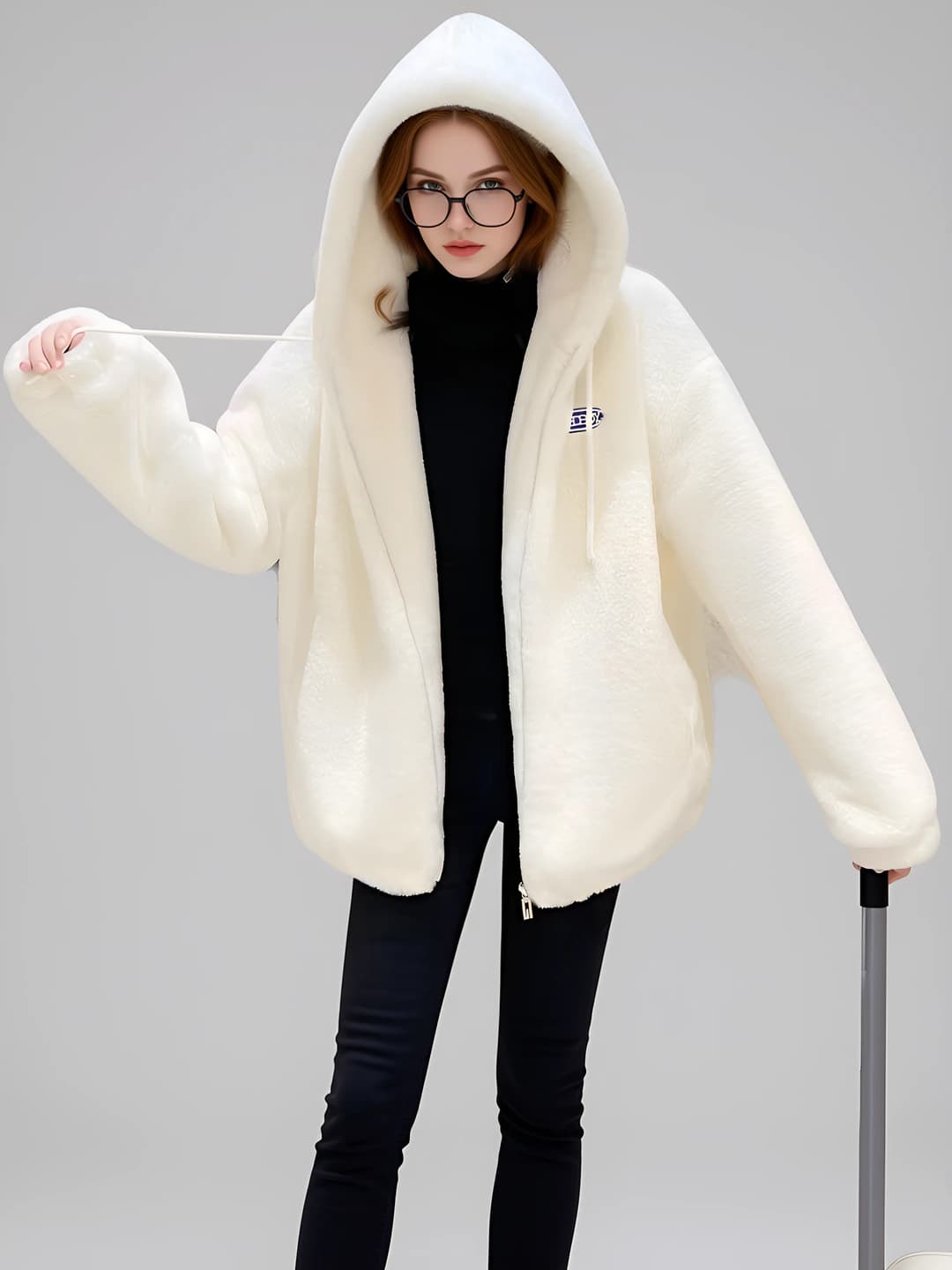 White hooded padded