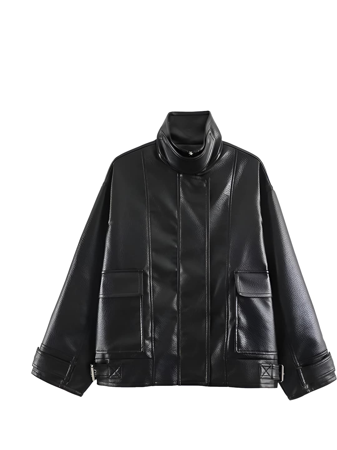 Women's loose fit jacket, zip closure, long sleeve, A-line fit, 3D print, non-iron, polyester fabric