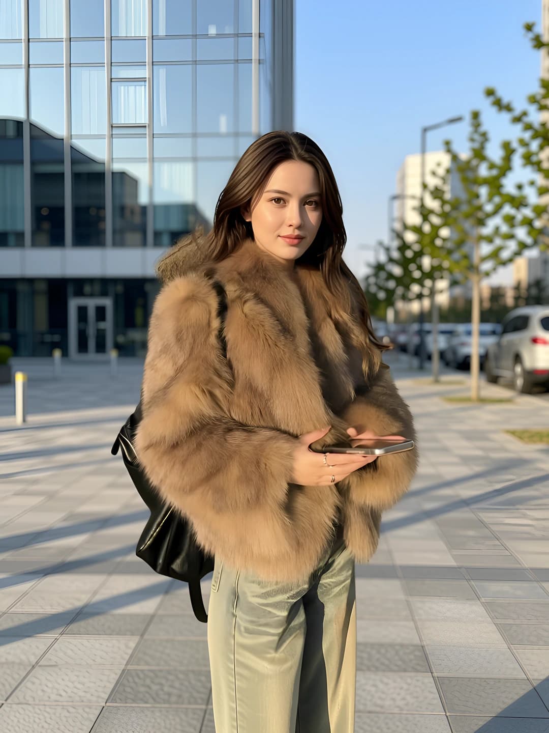 Ayollar uchun qalinlashtirilgan issiq saqlaydigan tik yoqa uzun yengli kalta qahramon rangli sun'iy mato shubasi