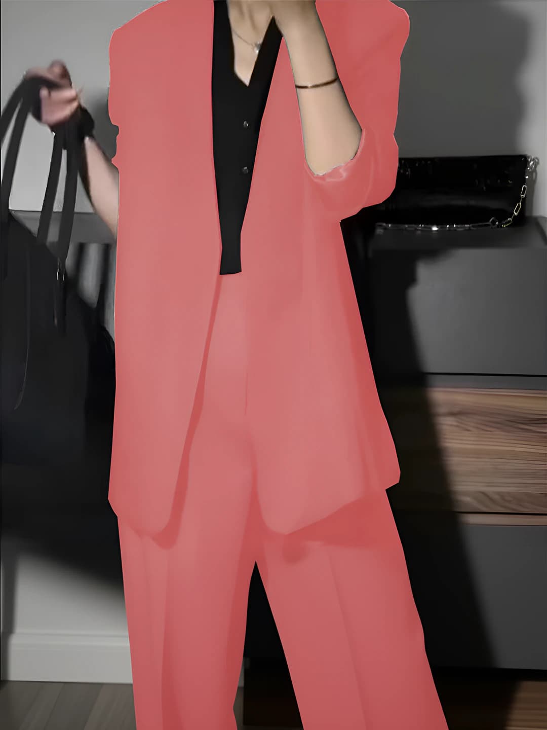 Women's suit with trousers, 2026 spring-autumn, Korean style, casual, grey