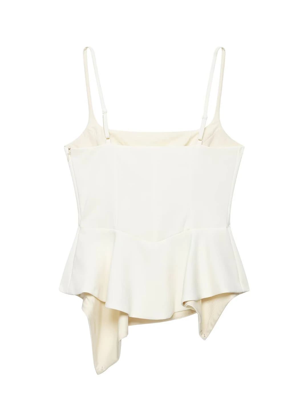 Women's top with basque, slim fit, solid colour, summer