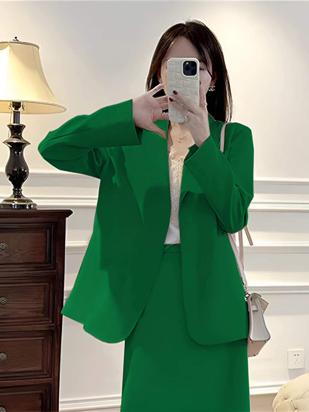 Green dress and suit
