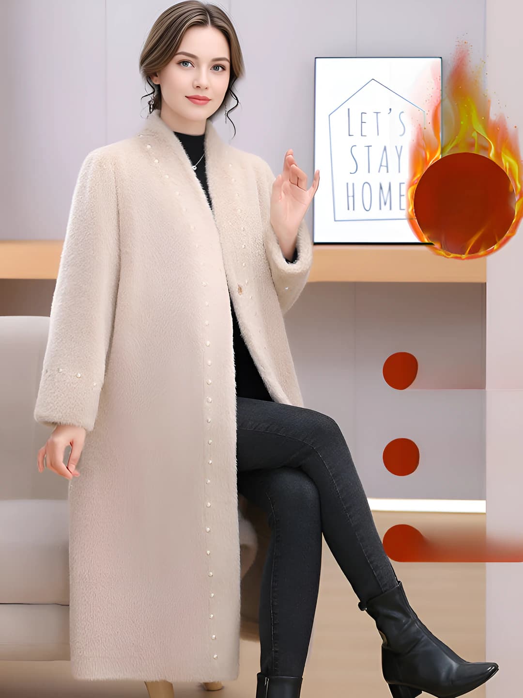 Light apricot shearling