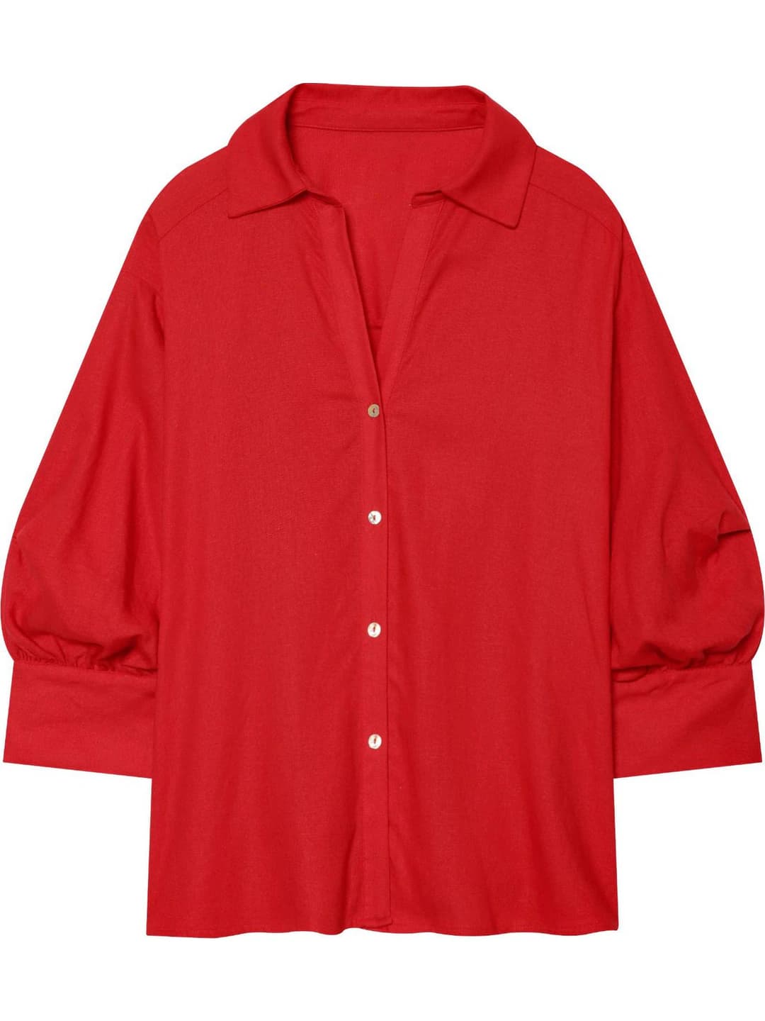 Women's summer striped loose fit blouse with three-quarter sleeve, solid colour